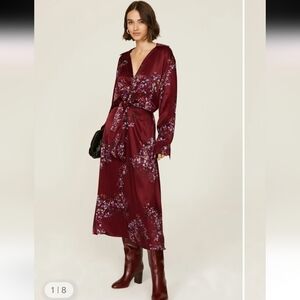 Vince Burgundy Floral Maxi Dress